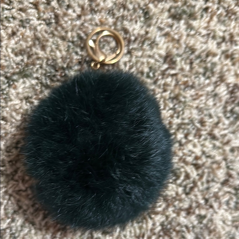 Black Fur Pom Pom Keychain